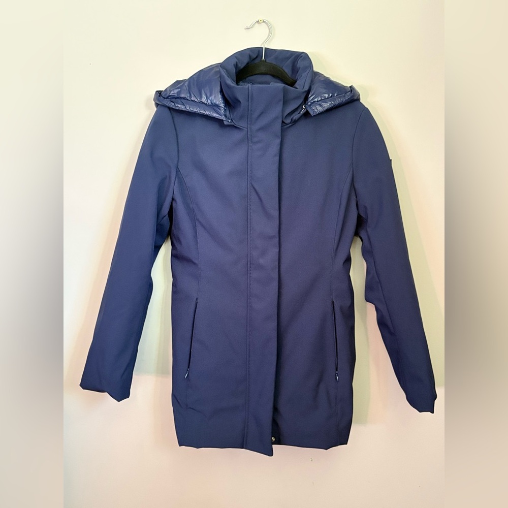 Guess Softshell Hooded Jacket Medium Blackened Blue - Picture 2 of 10